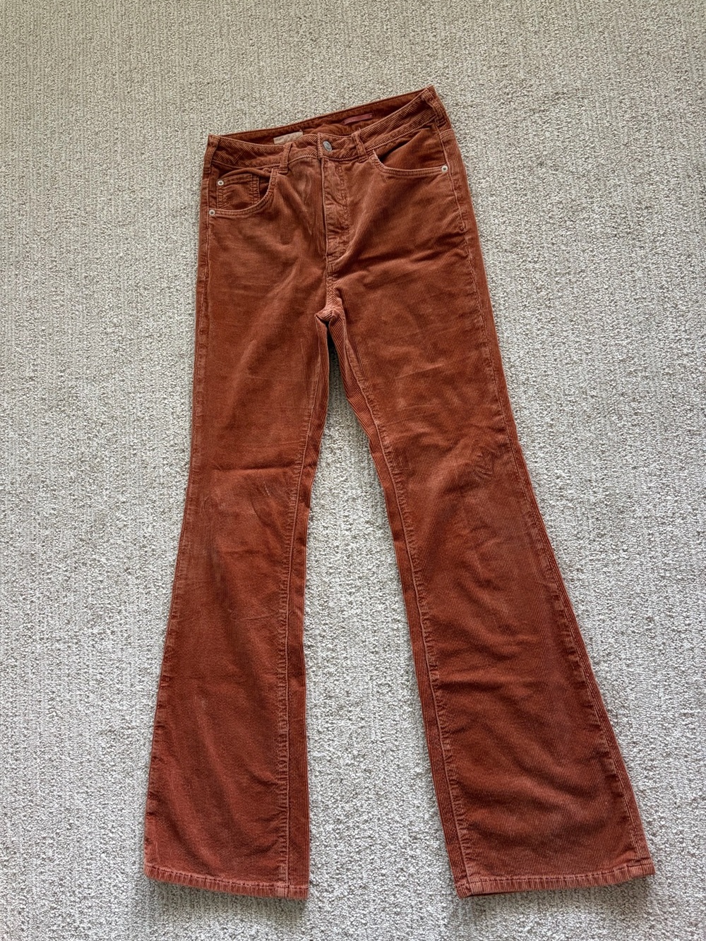 Anthropology Pilcro Corduroy Flared Pants in Rust